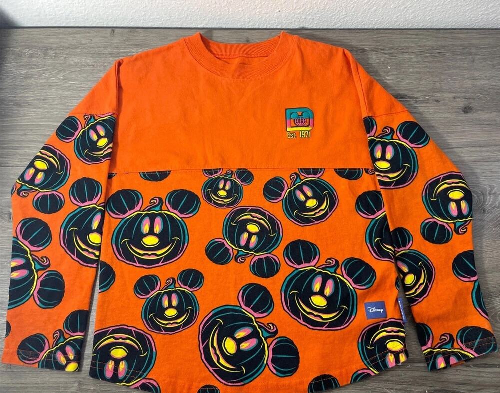 Disneyland Resort Halloween Pumpkin Mickey Spirit Jersey Kids Medium 7/8 Orange